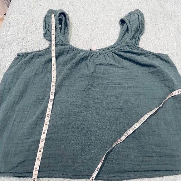 Sonoma XXL Green Flutter Sleeve Tank Top – 100% Cotton Linen Blend - Picture 6 of 7